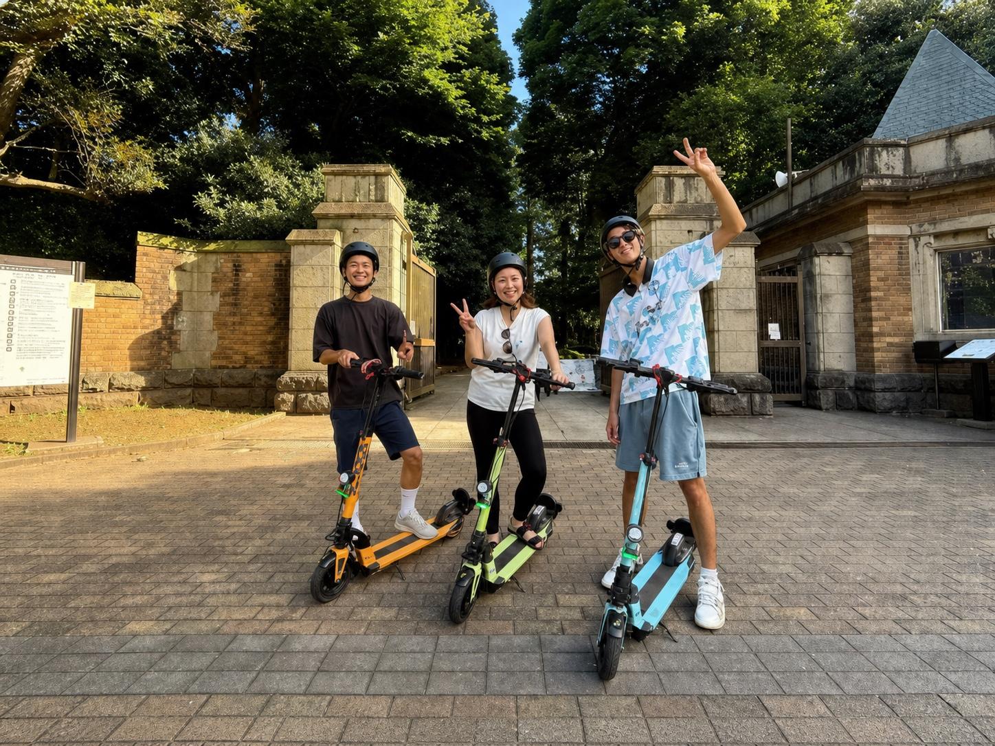 Guided e-scooter tour through a Tokyo neighborhood